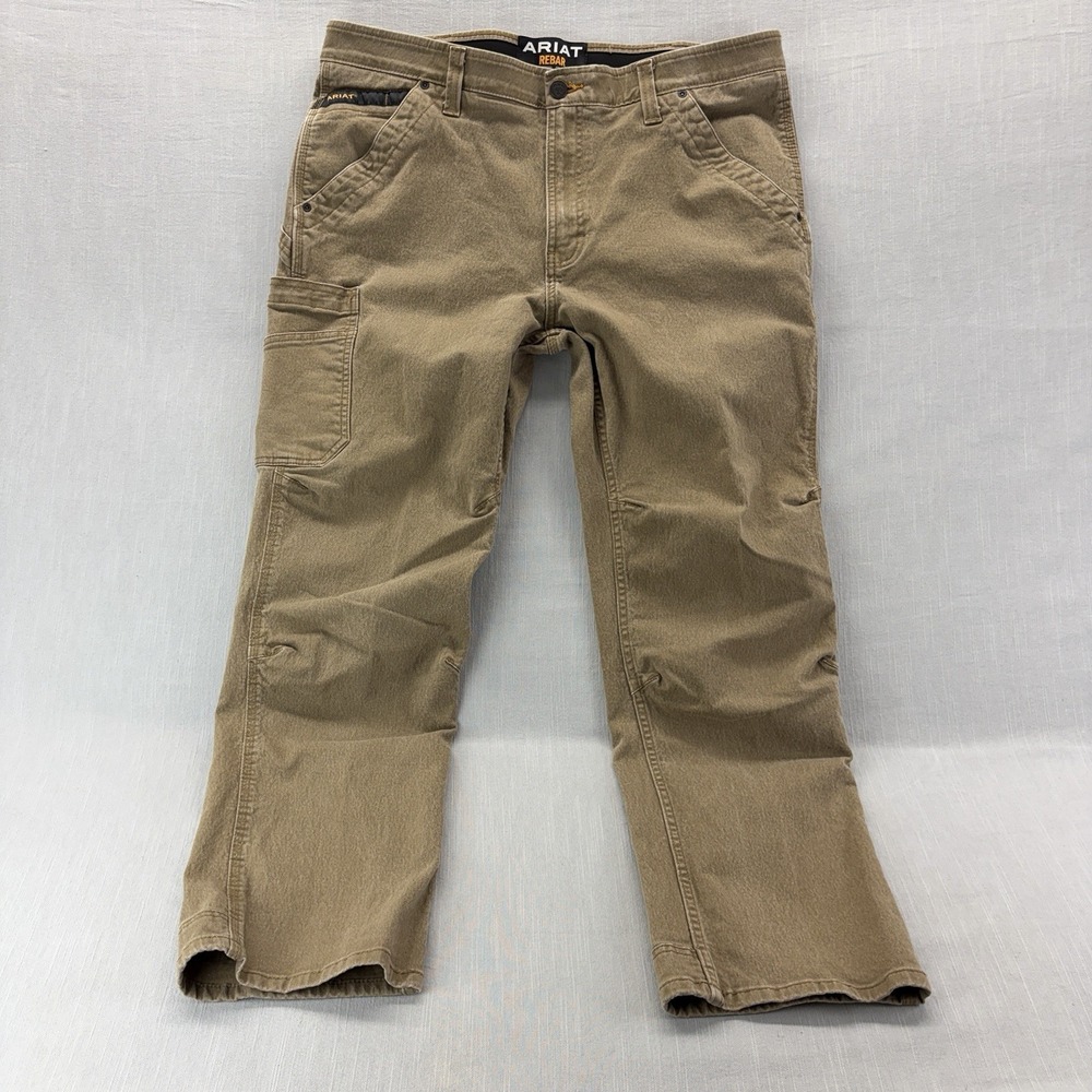 Ariat Rebar M4 Loose Lock Work Pants 38x30 Khaki Utility Stretch Boot Cut